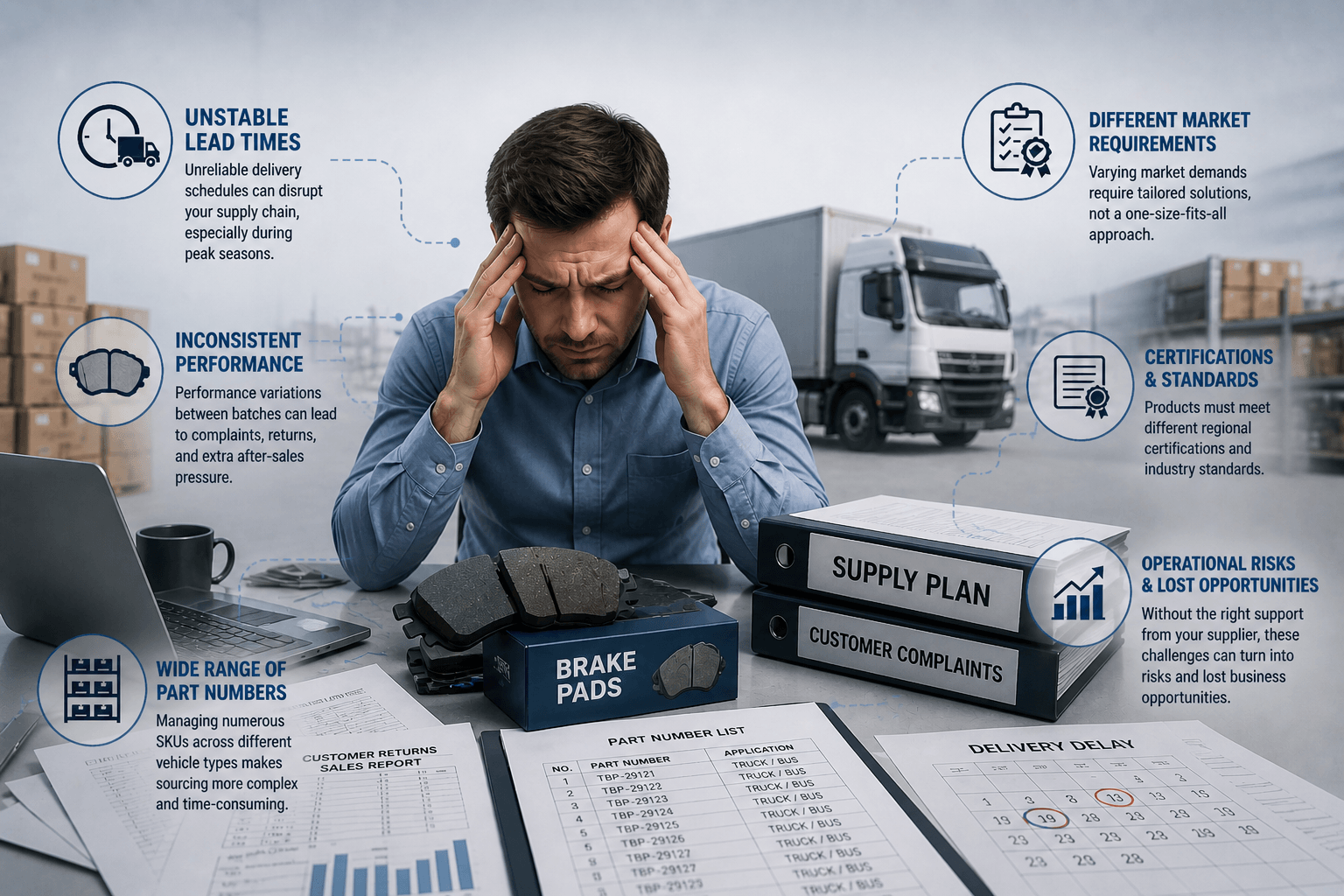 challenges when buying brake pads including unstable supply and inconsistent performance