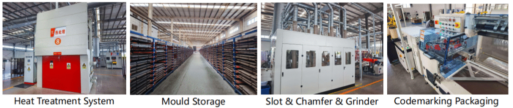 Tuoba brake pad manufacturing workshop overview with automated production and processing equipment for commercial vehicle brake pads