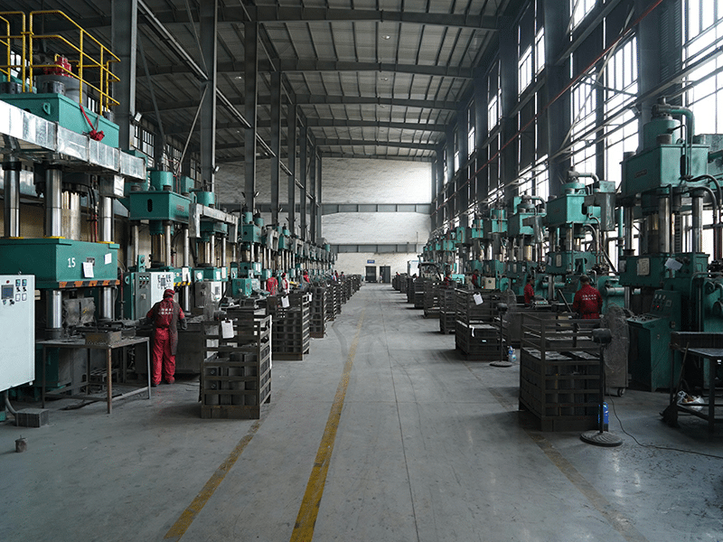 High-tech Chinese brake pad factory production line with workers inspecting OE-grade pads, highlighting quality control and supplier evaluation challenges.