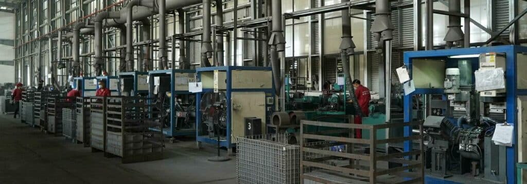 Heavy-duty brake pad manufacturing line in a commercial vehicle brake factory