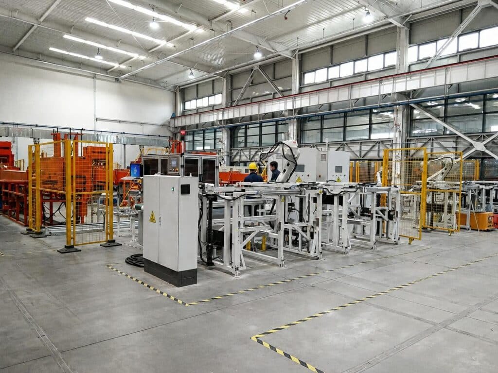 Advanced brake pad manufacturing factory with automated production lines and quality control systems for OEM and aftermarket B2B supplier programs and long-term partnership operations