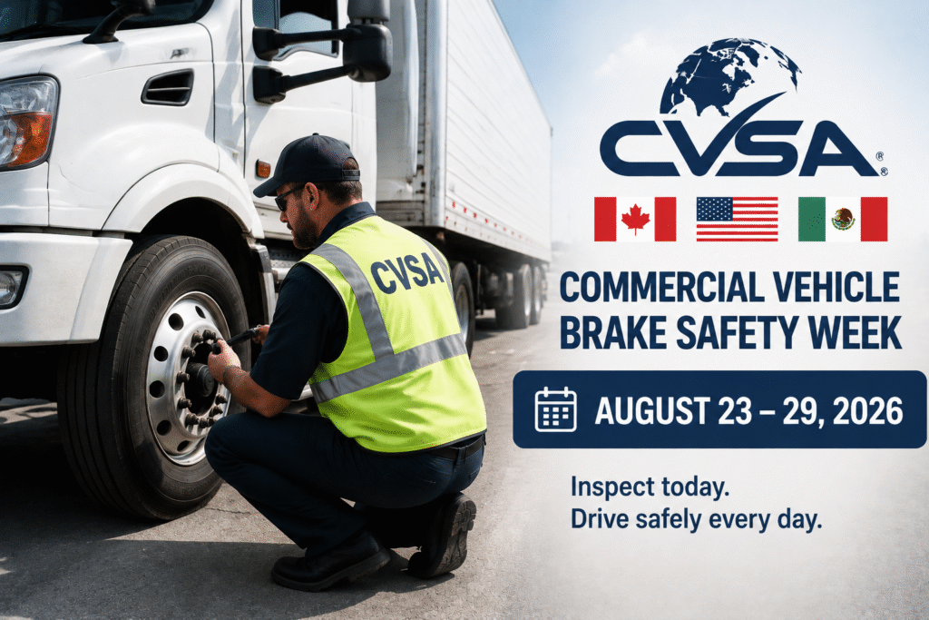 Commercial vehicle brake safety inspection during CVSA Brake Safety Week