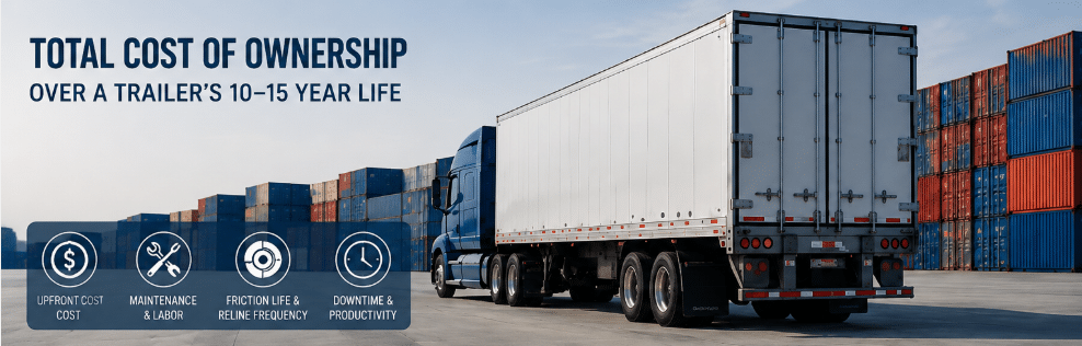 Semi trailer fleet operation showing long-term ownership cost considerations for commercial vehicle brake maintenance