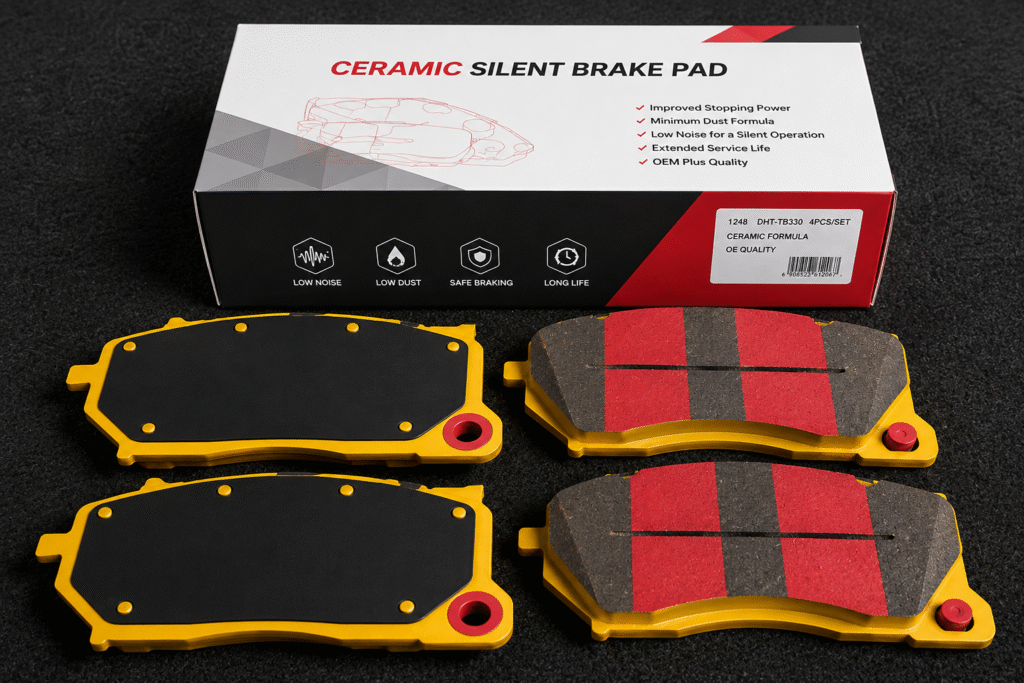 Private label ceramic brake pads with custom packaging ready for market