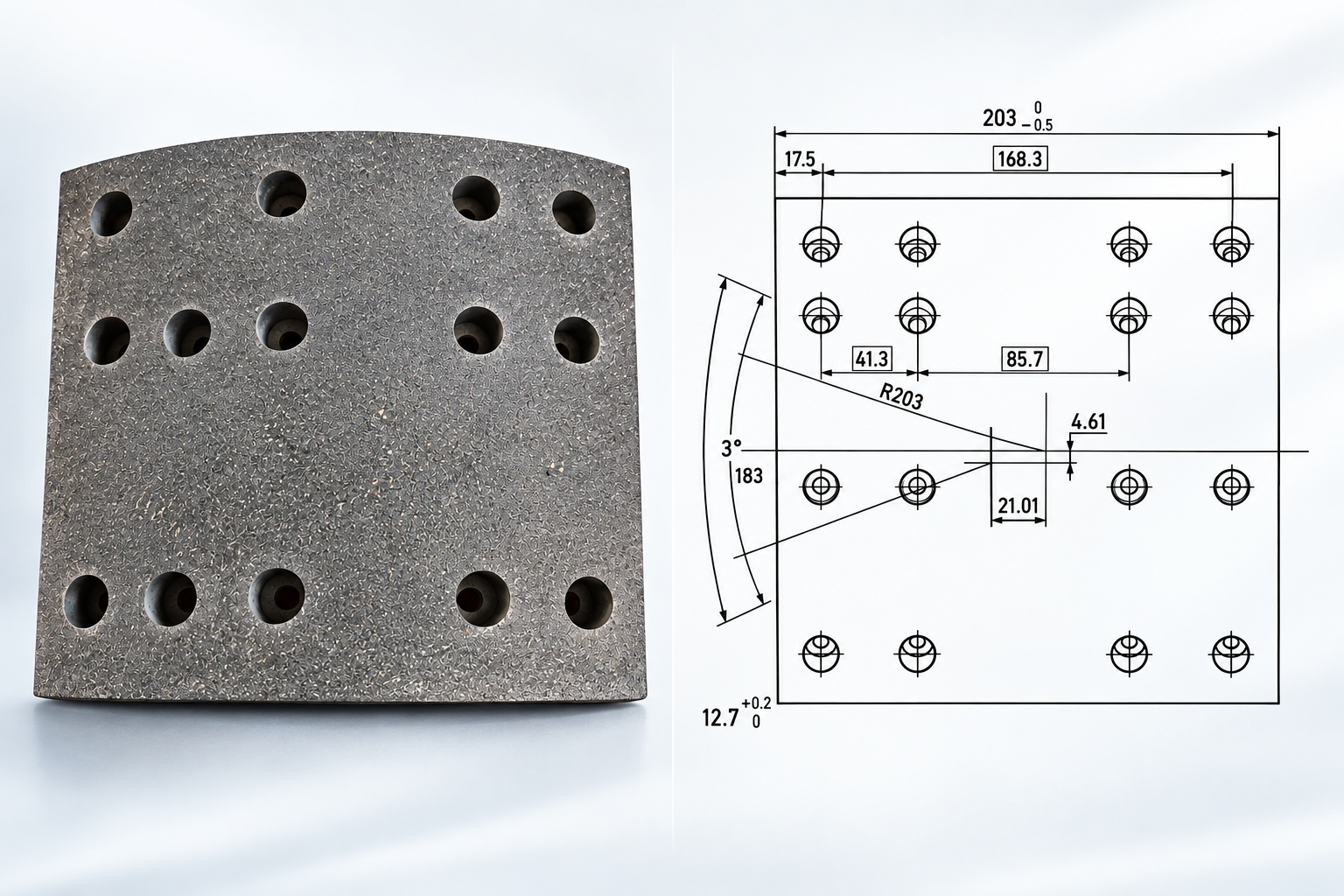 Custom-branded brake parts cartons stacked on pallets and secured with straps for shipment